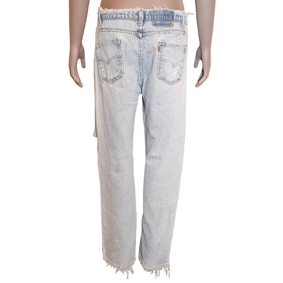 Vintage Levis Light Wash Distressed Denim Jeans Size 32W 27L Classic Blue Jeans - Picture 4 of 5